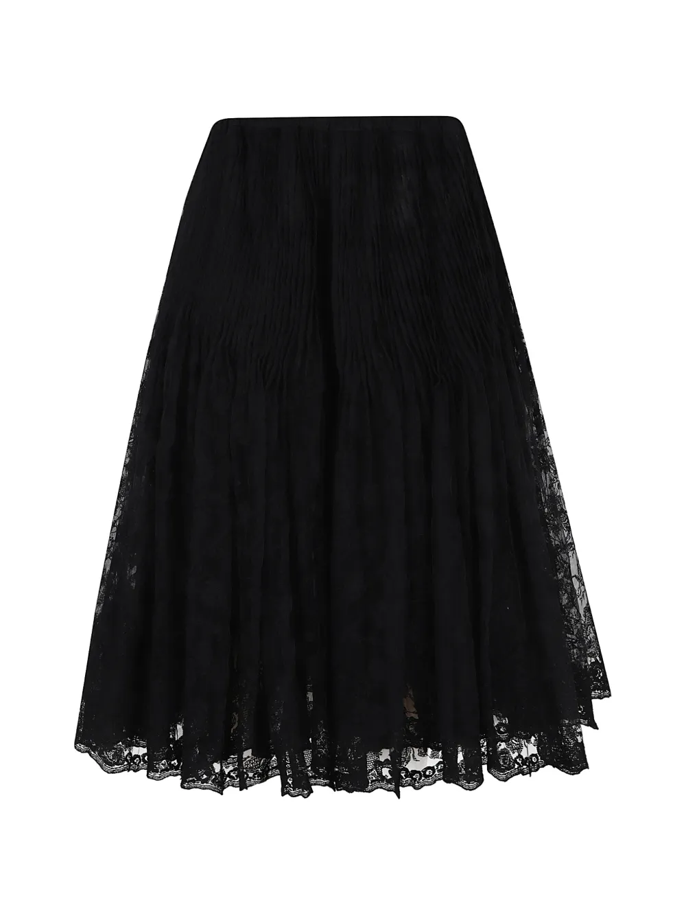 Ermanno Scervino pleated lace midi skirt Zwart