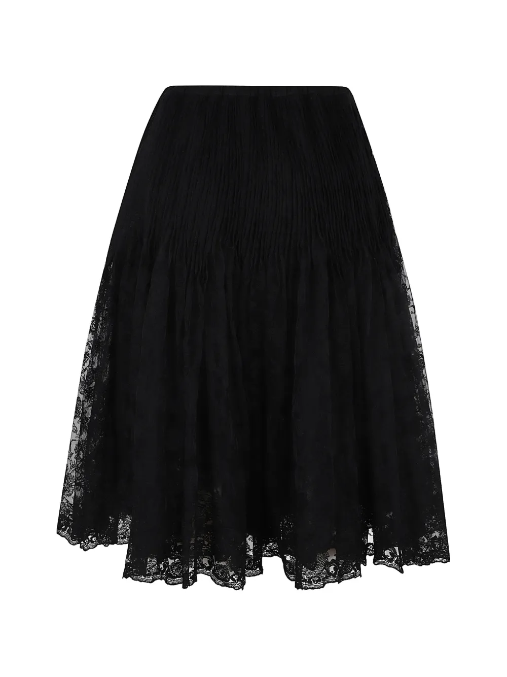 Ermanno Scervino pleated lace midi skirt Zwart