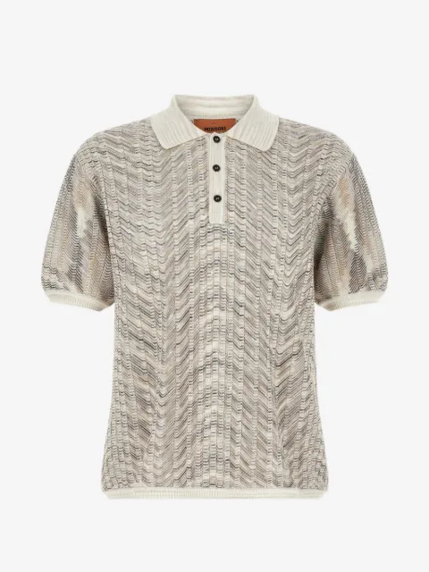 Missoni zigzag-knit short-sleeved polo shirt