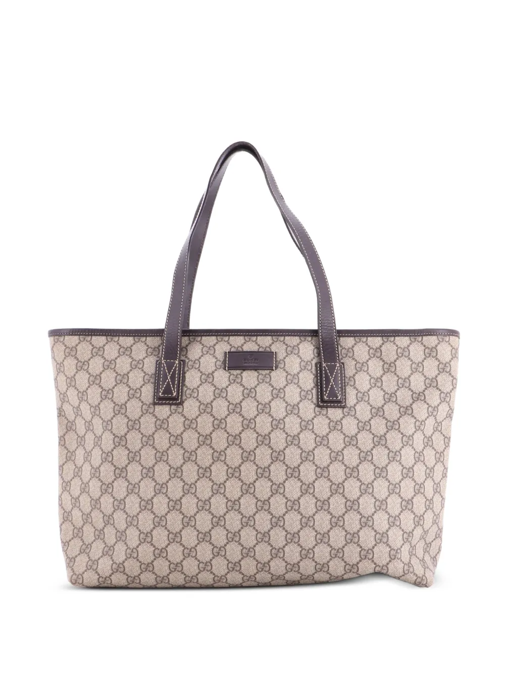 Gucci Pre-Owned Borsa tote Plus media in tela cerata GG e pelle - Marrone