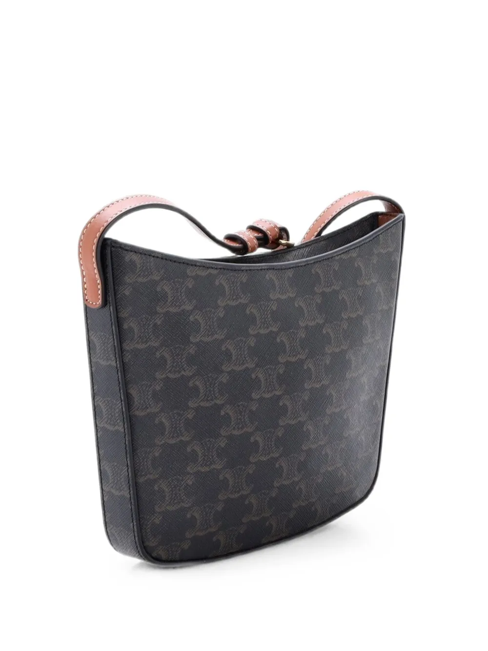 Celine Pre-Owned Croque Triomphe Coated Canvas Medium hobo bag - Black