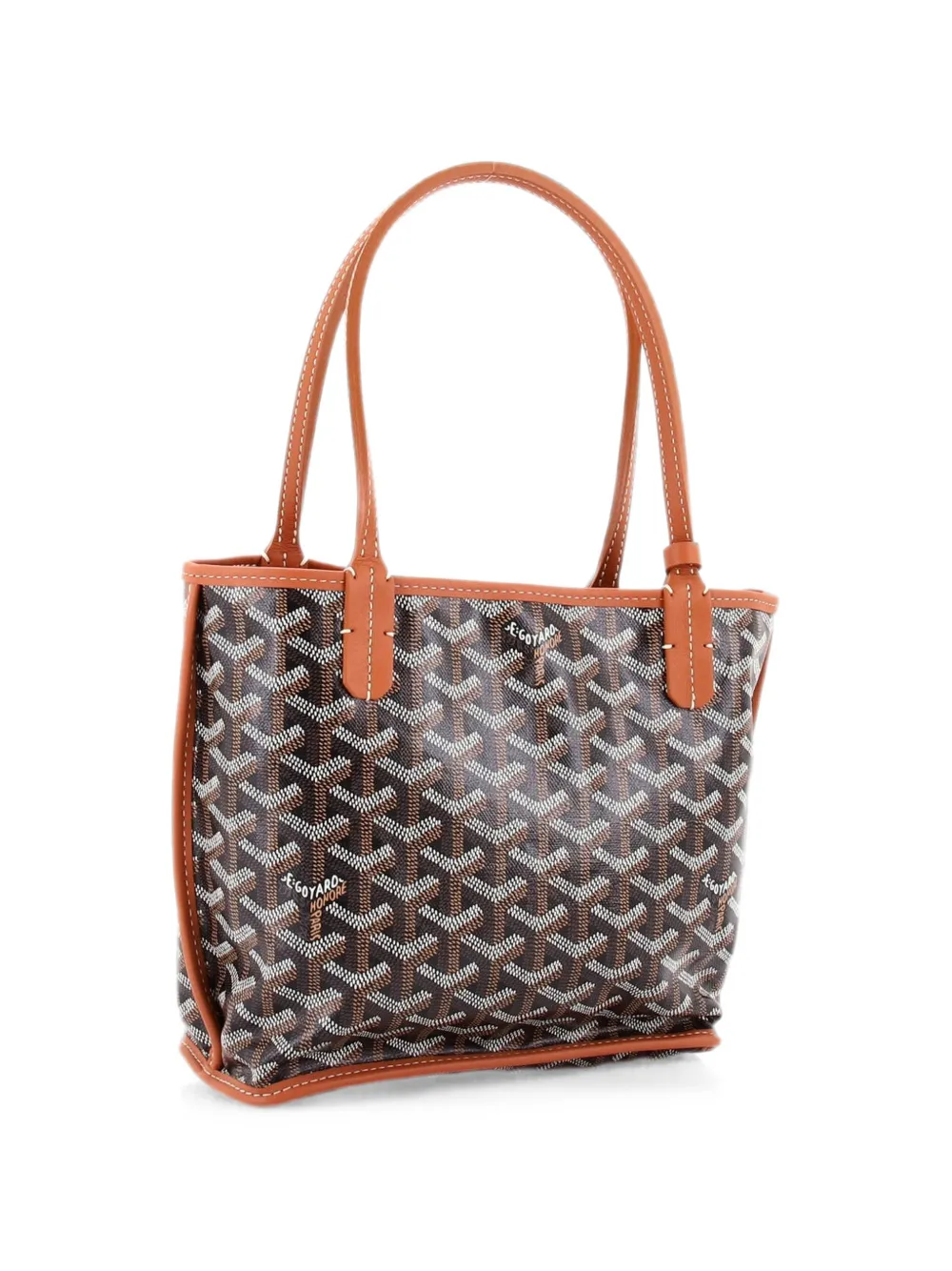 Pre-owned Goyard Anjou Reversible Tote Coated Canvas Mini Satchel In Brown