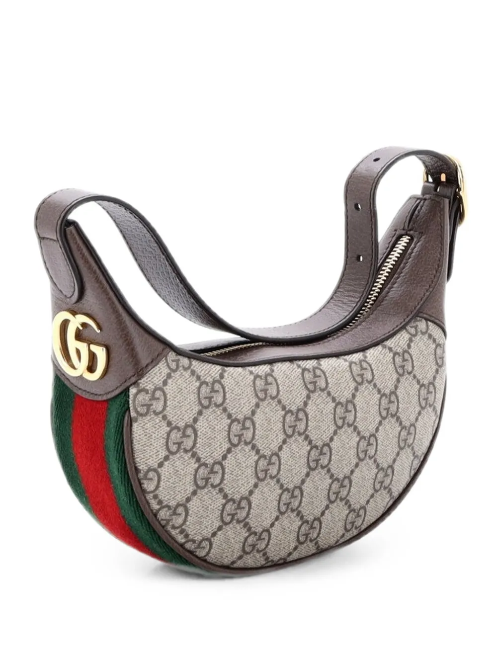 Gucci Pre-Owned Borsa passepartout Ophidia mini a mezza luna in tela cerata GG - Marrone
