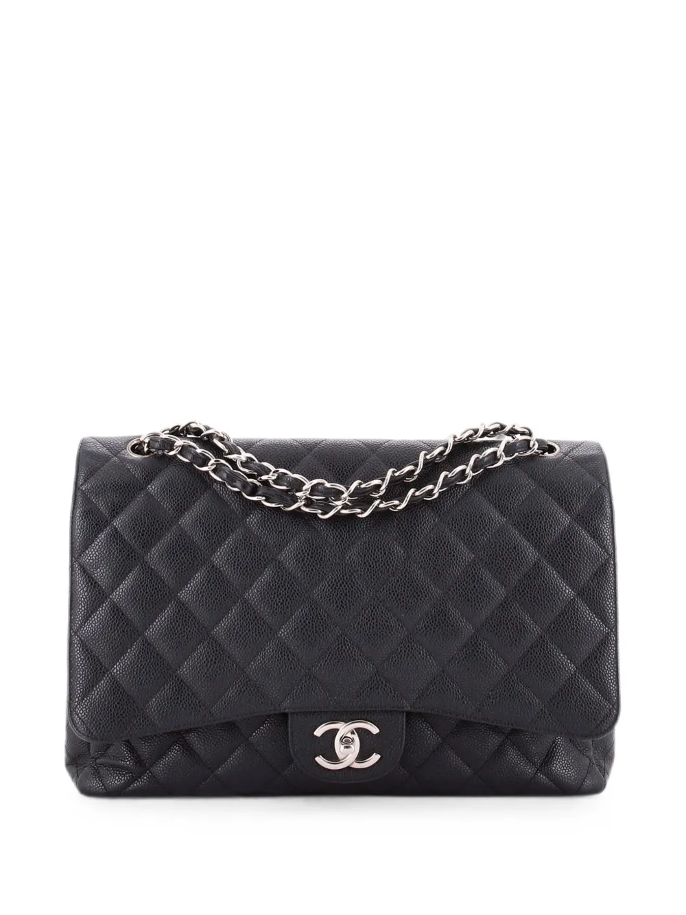 CHANEL Pre-Owned Classic Double Flap Bag Quilted Caviar Maxi shoulder bag - Black
