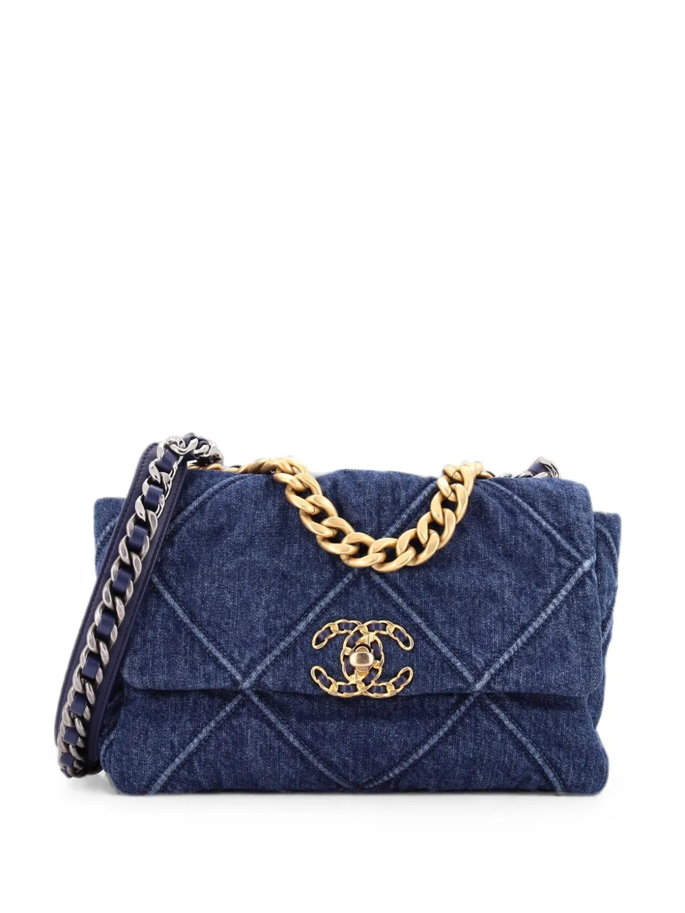 CHANEL Pre-Owned Gesteppte Jeans-Schultertasche 19cm - Blau