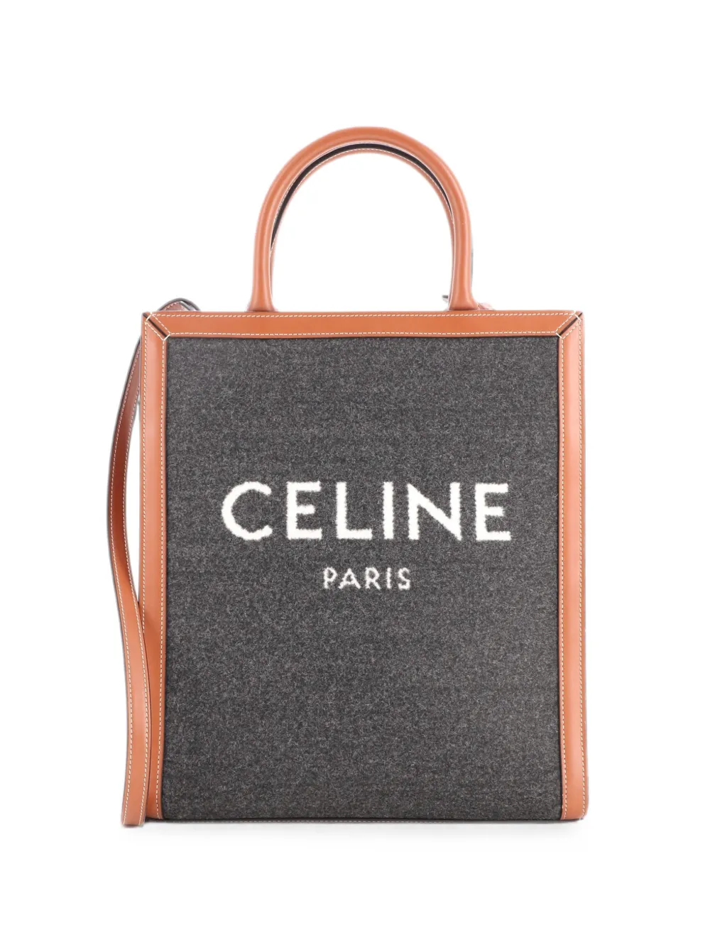 Celine Pre-Owned Vertical Cabas Felt with Leather Small tote bag - Brown