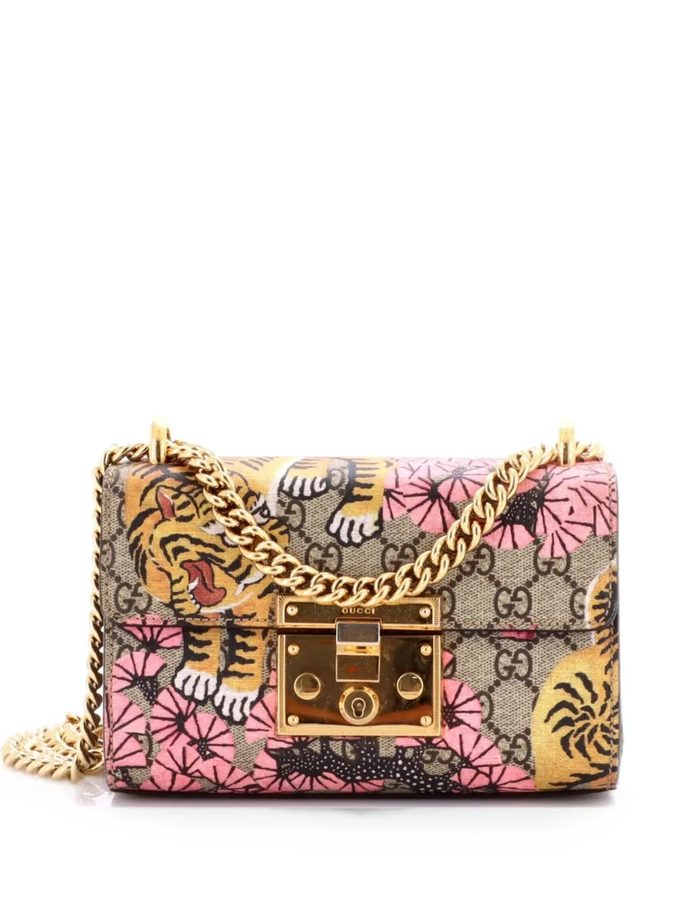 Gucci Pre-Owned Borsa a spalla Padlock piccola in tela cerata GG con stampa - Marrone