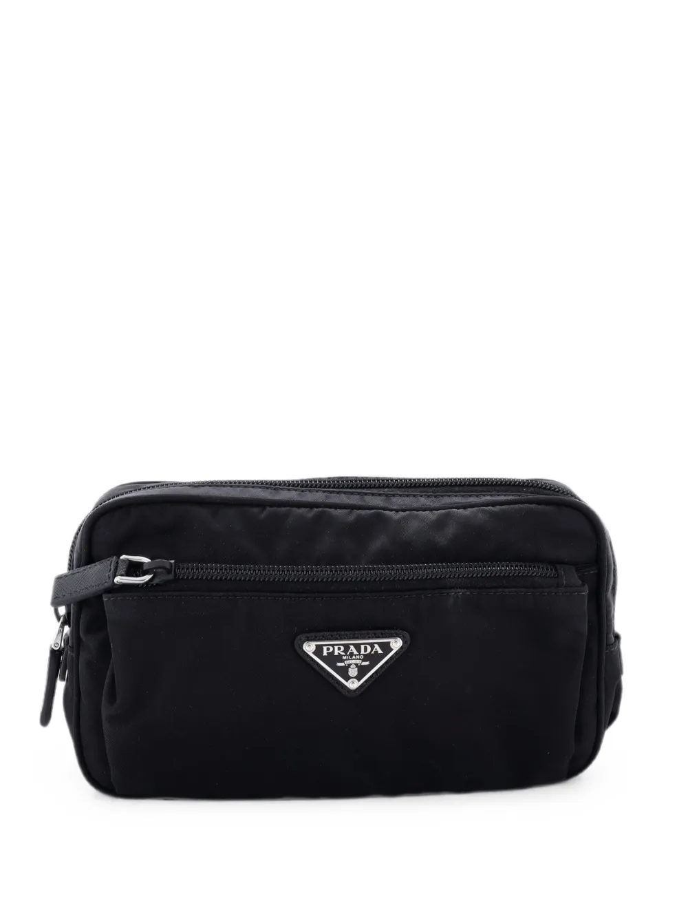 Prada Pre-Owned Front Pocket Re-Nylon Gürteltasche aus Saffiano-Leder - Schwarz