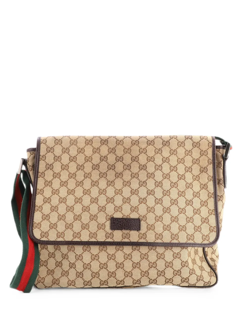 Gucci Pre-Owned Borsa a tracolla GG media in tela con decorazione Web - Marrone