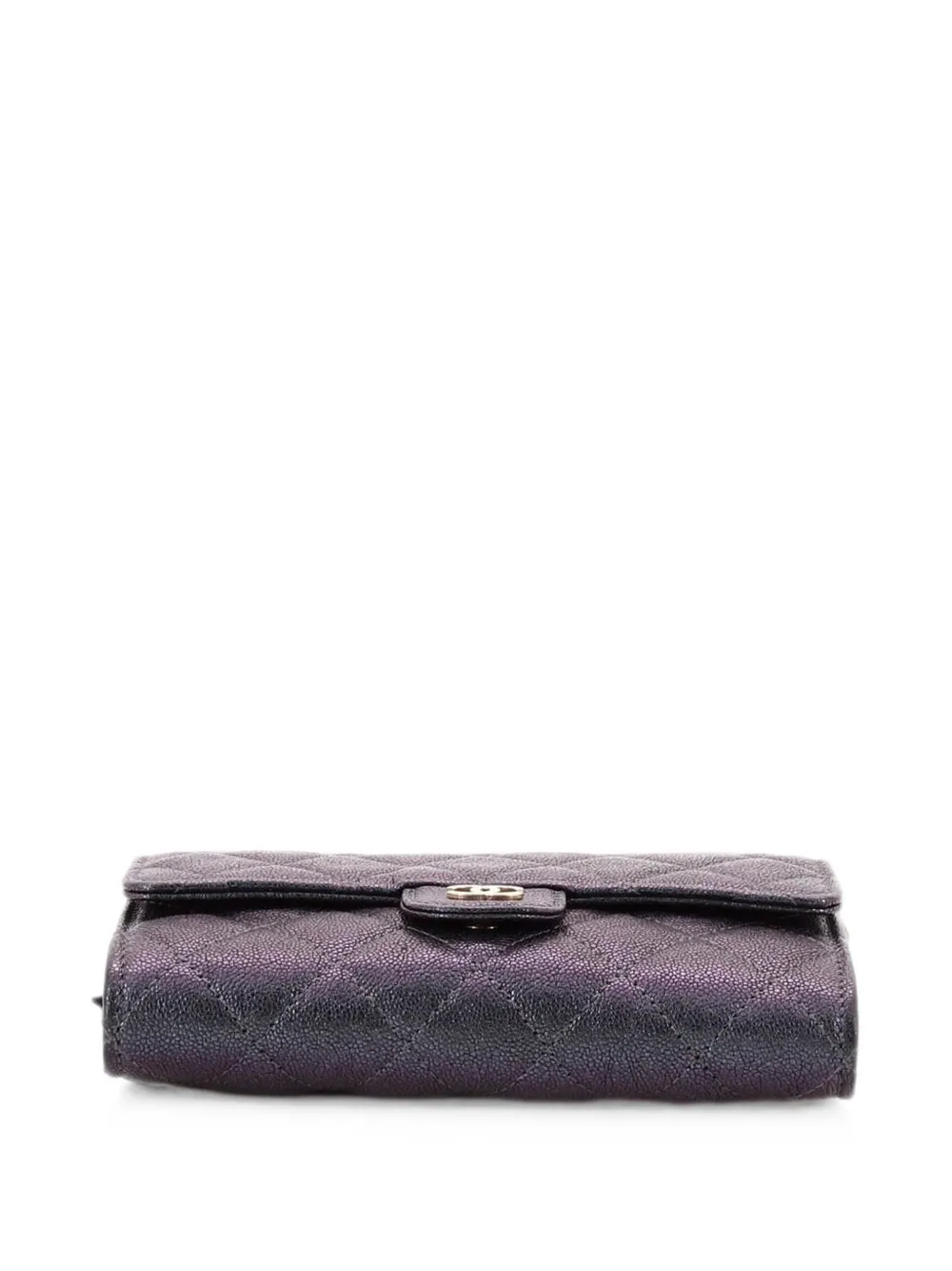 Pre-owned Chanel Classic Flap Wallet Quilted Caviar Mini Crossbody Bag In Black