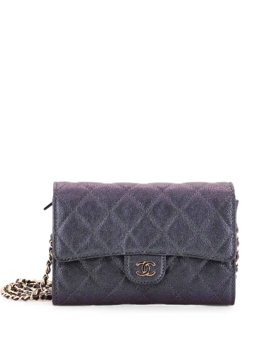 CHANEL Pre-Owned Mini Classic Flap Wallet Umhängetasche aus gestepptem Kaviarleder - Schwarz
