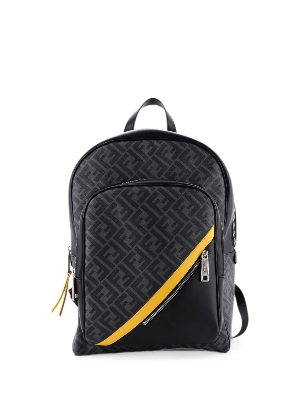 Fendi Pre-Owned Großer Zucca Rucksack aus beschichtetem Canvas und Leder mit Vordertasche - Schwarz