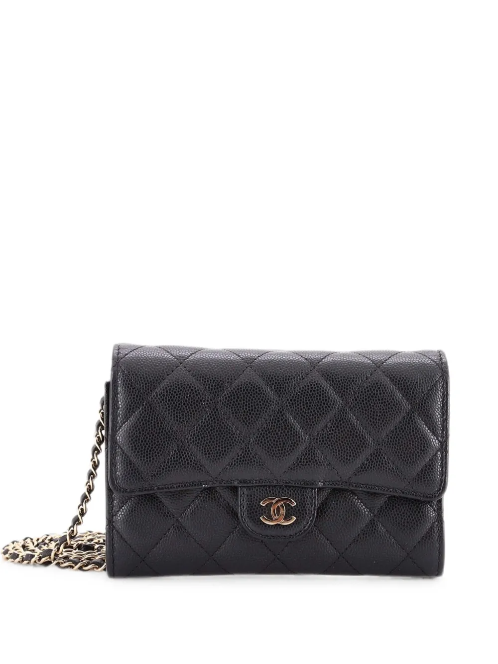 CHANEL Pre-Owned Classic Flap Wallet Quilted Caviar Mini crossbody bag - Black