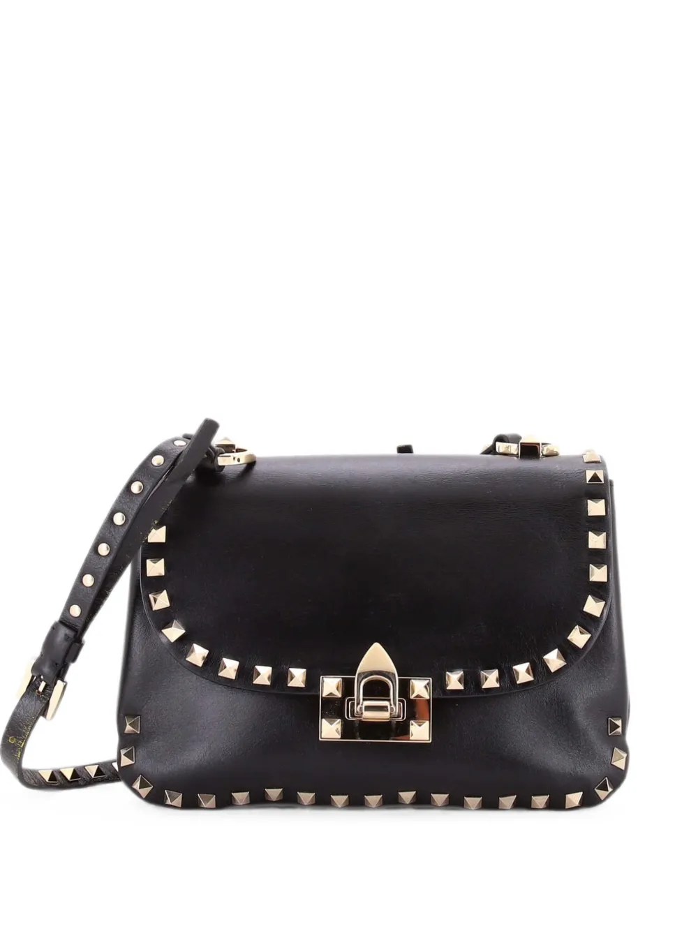Valentino Garavani Pre-Owned Borsa a spalla Rockstud Flip Lock piccola in pelle con battente - Nero