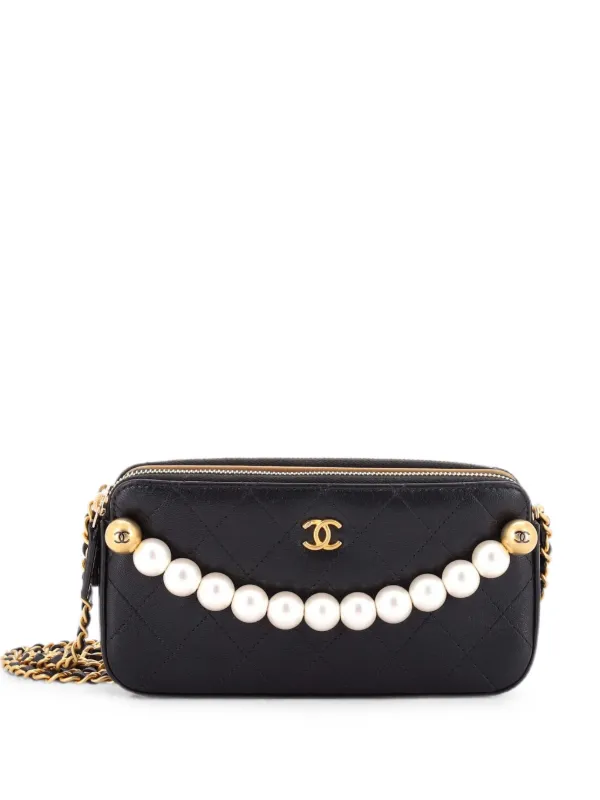 CHANEL ブラック パール キルティング ショルダーバッグ CHANEL Pre-Owned Chic Pearls キルティング ショルダーバッグ