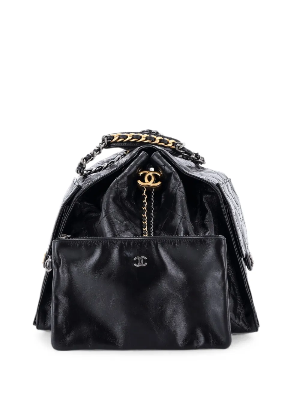 CHANEL Pre-Owned 25 Quilted Shiny Crumpled Calfskin Medium hobo bag - Black