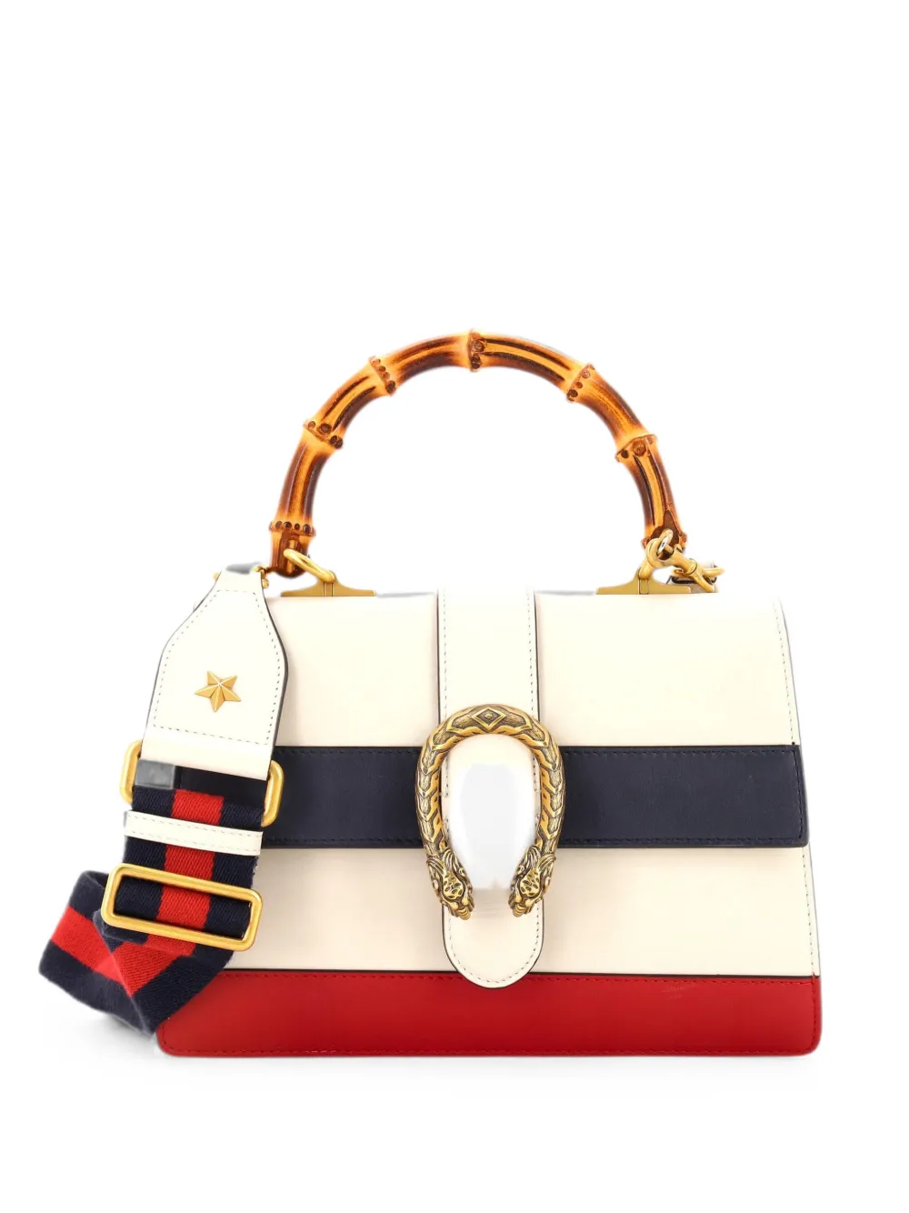 Gucci Pre-Owned Borsa a tracolla Dionysus media in pelle con design color-block e manico in bambù - Bianco