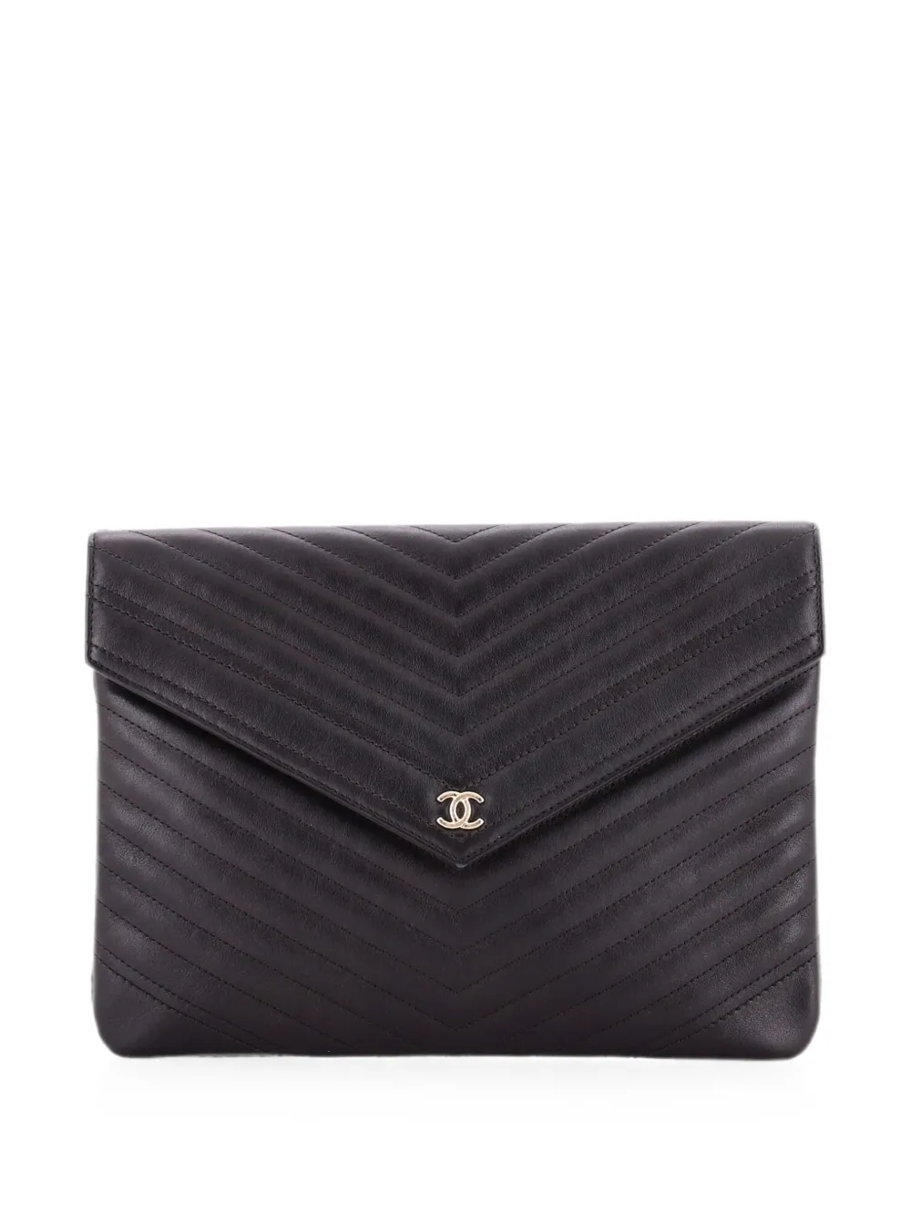 CHANEL Pre-Owned Statement Pouch Chevron Caviar Large clutch bag - Black