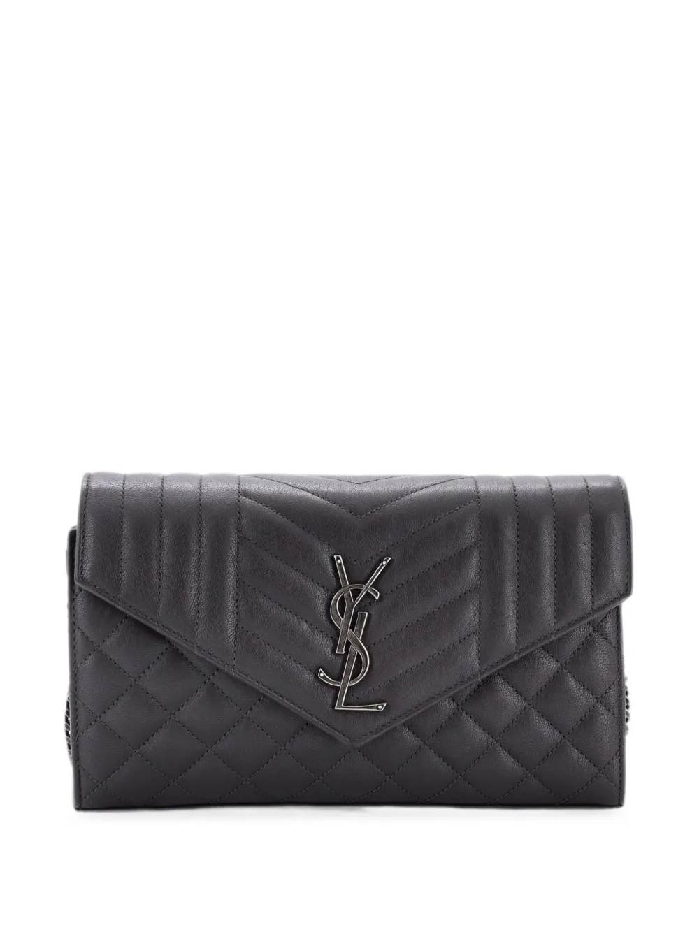Saint Laurent Pre-Owned Classic Monogram Chain Wallet Mixed Matelasse Leather Medium crossbody bag - Grigio