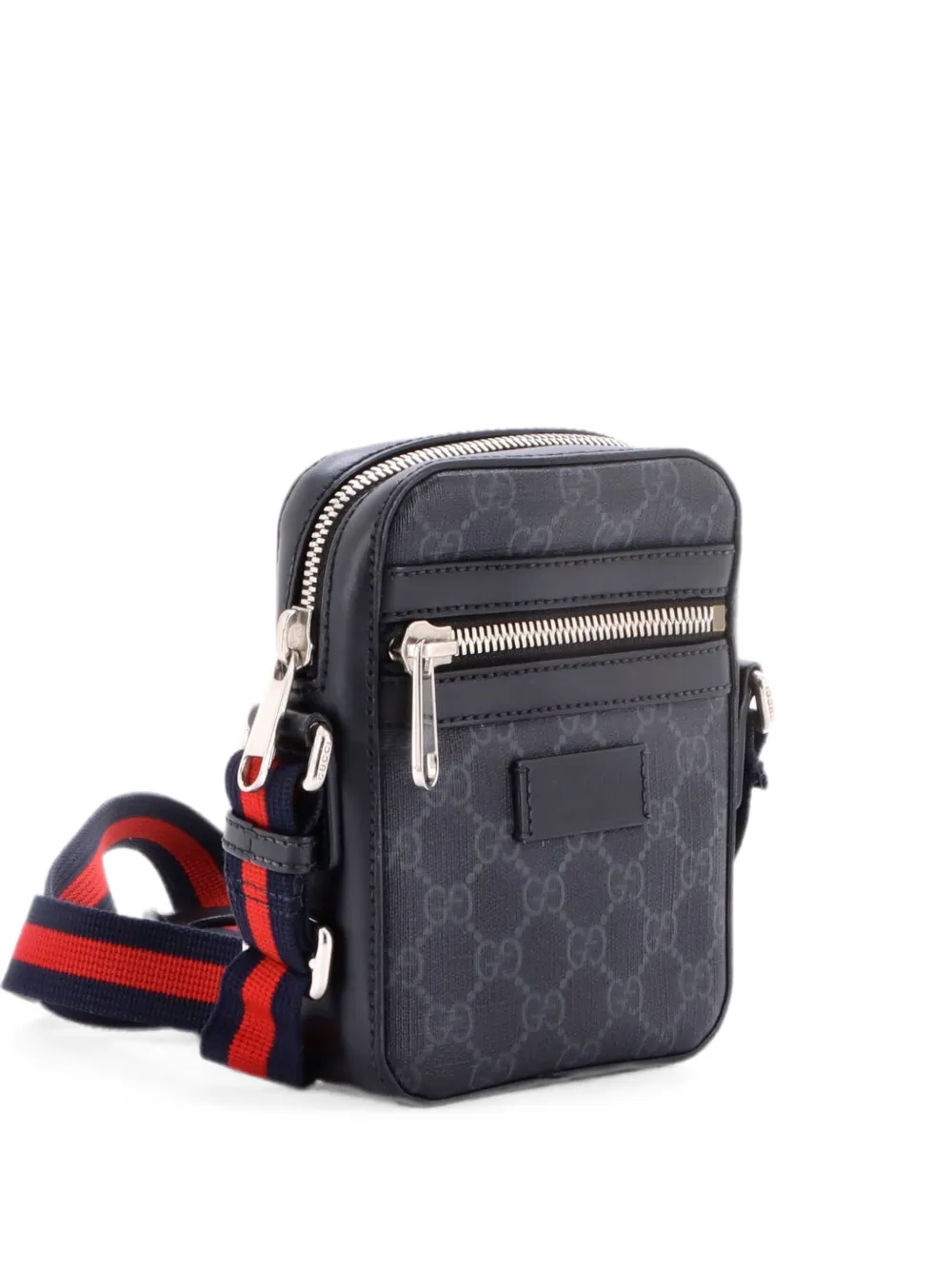 Gucci Pre-Owned Web Strap Front Zip Messenger Bag GG Coated Canvas Mini crossbody bag - Schwarz