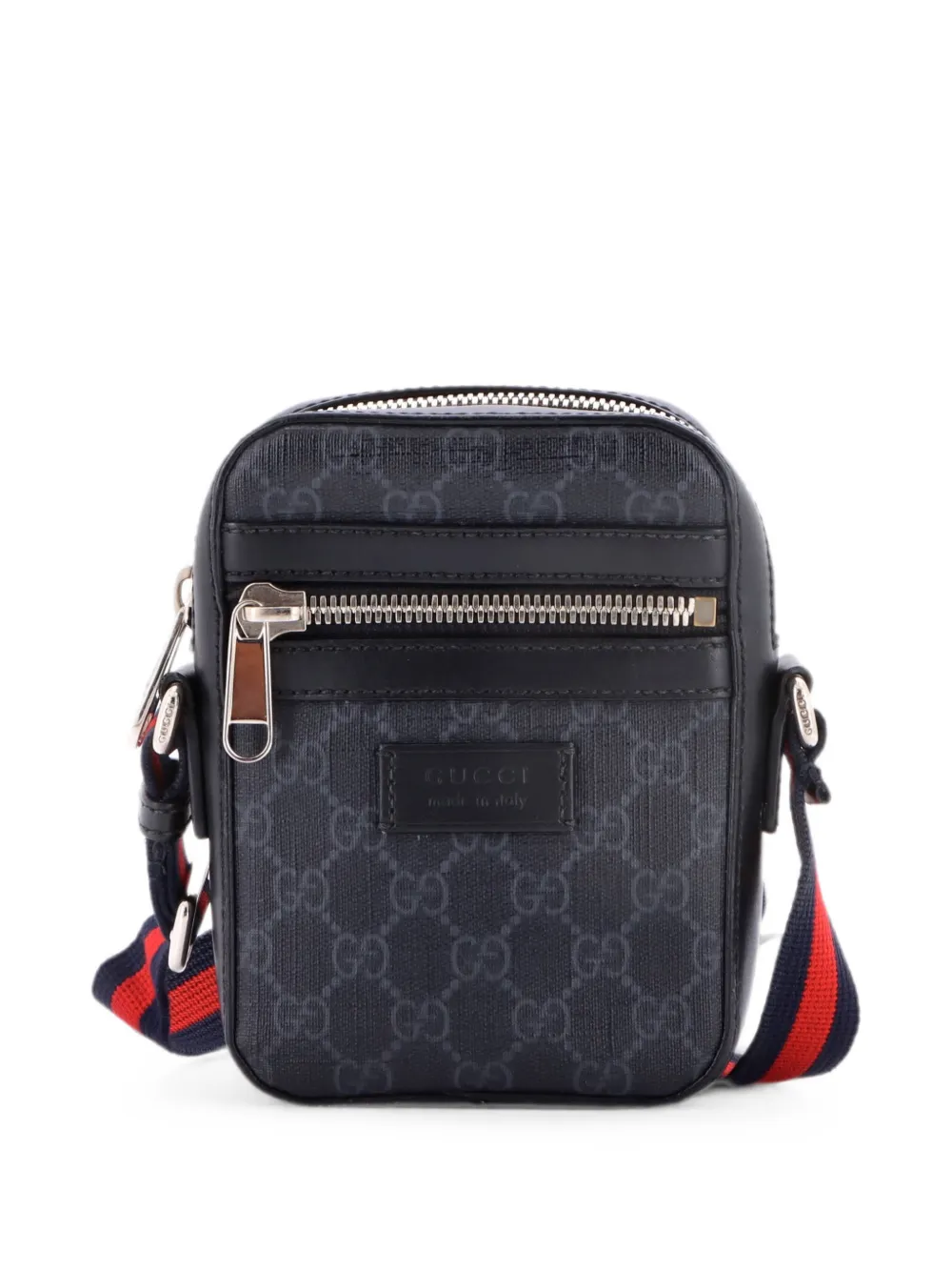 Gucci Pre-Owned Web Strap Front Zip Messenger Bag GG Coated Canvas Mini crossbody bag - Black