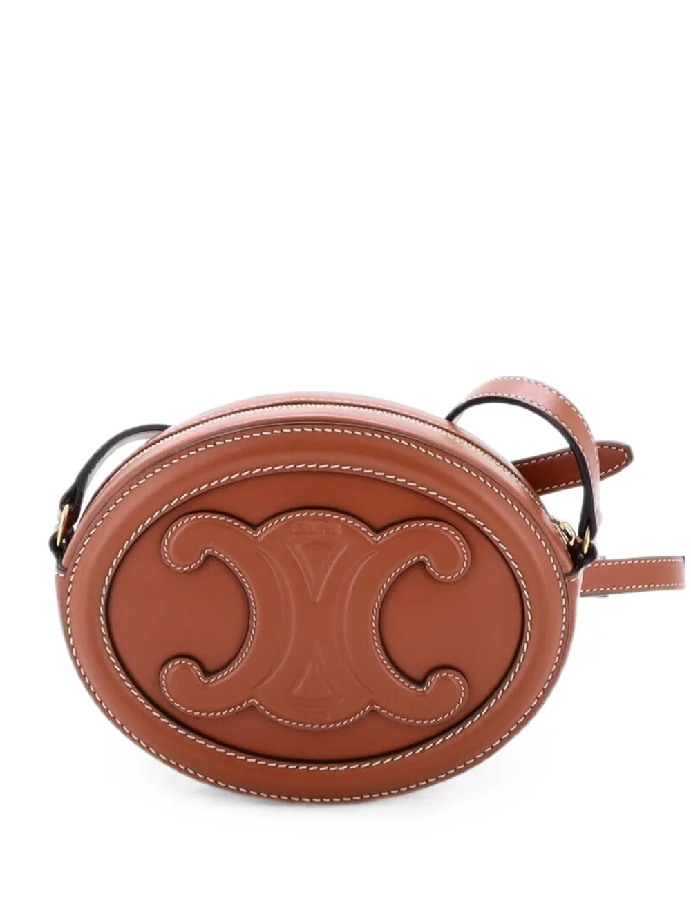 Celine Pre-Owned Triomphe Oval Leather Mini crossbody bag - Brown