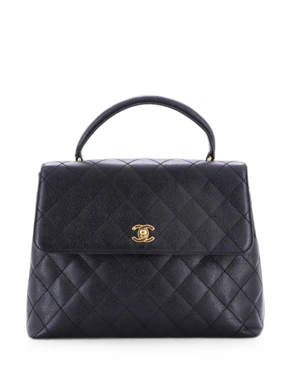 CHANEL Pre-Owned Classic Top Handle Flap Bag Quilted Caviar Jumbo satchel - Nero