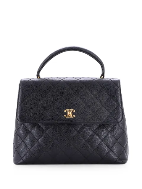 CHANEL Pre-Owned Classic Top Handle Flap Bag Quilted Caviar Jumbo satchel