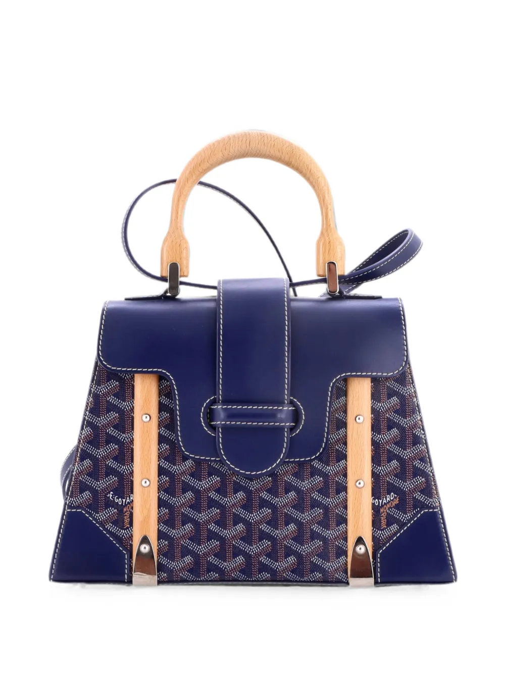 Goyard Pre-Owned Saigon Top Handle Bag Coated Canvas with Leather PM satchel - Blu