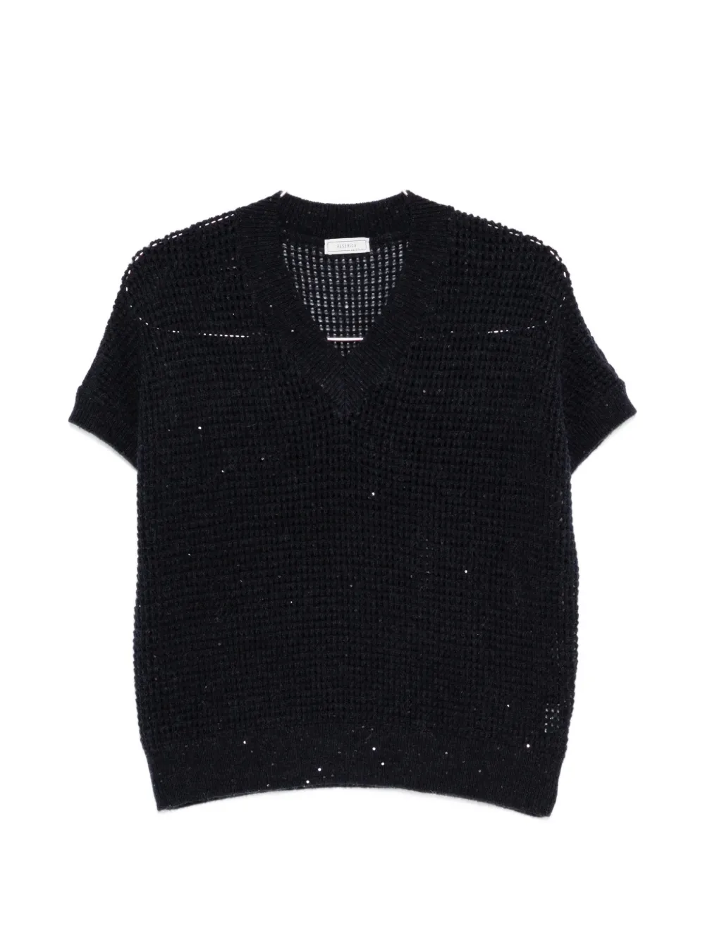 Peserico sequin-embellished short-sleeve sweater - Blue