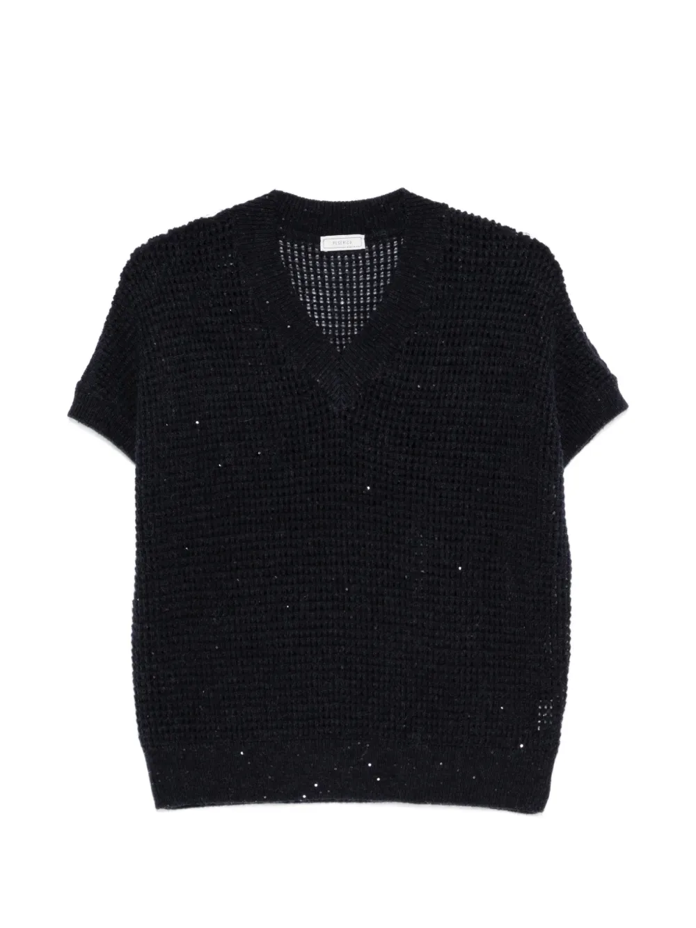Peserico sequin-embellished short-sleeve sweater - Blu