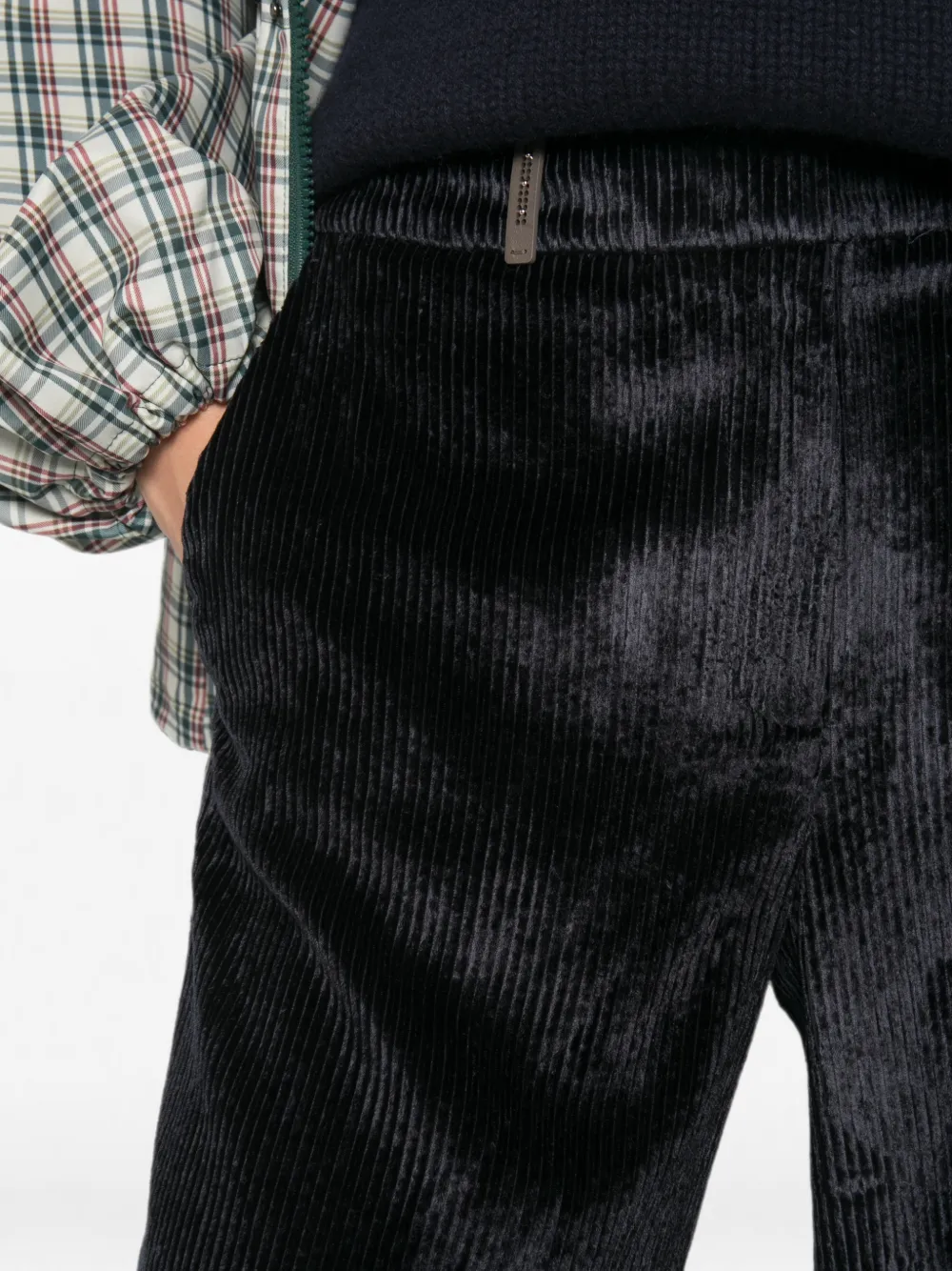 Peserico Broek met wijde pijpen en ribfluwelen effect Zwart