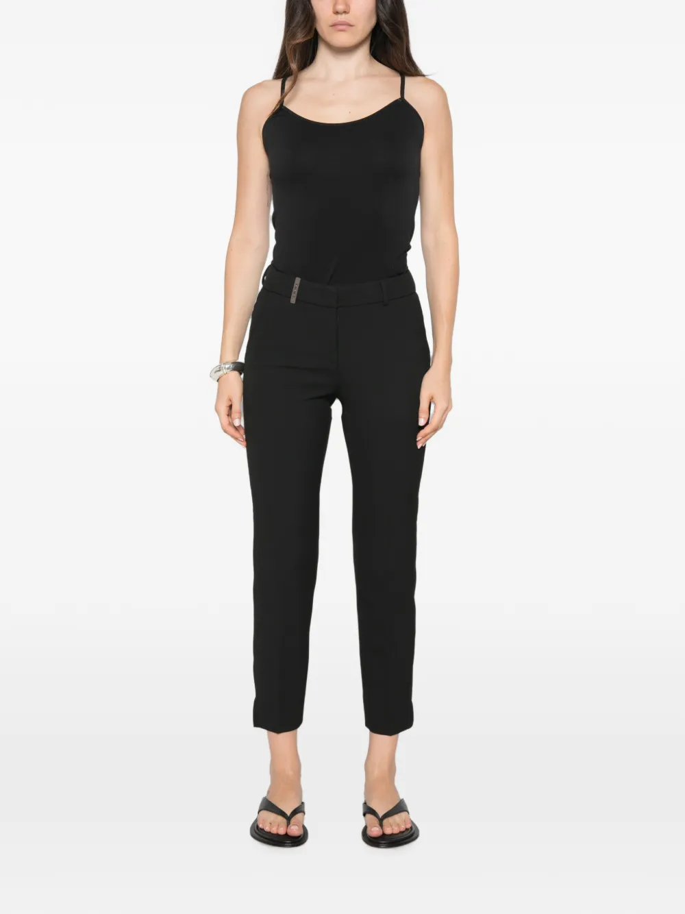 Peserico belt-loop slim-fit trousers Zwart