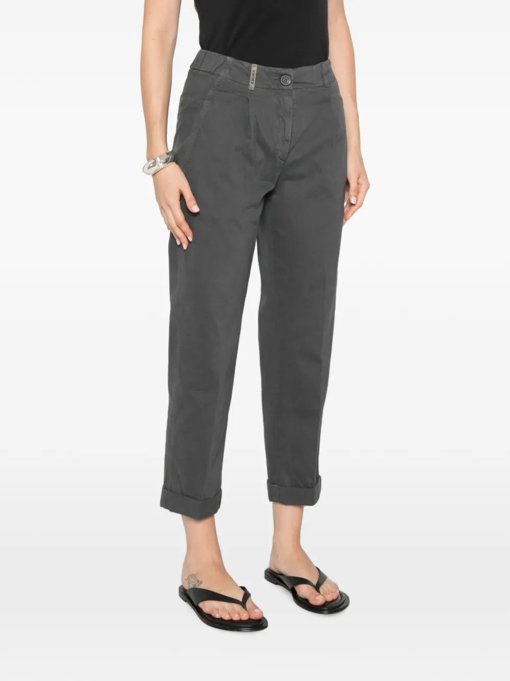 Peserico Broek met riemlussen Grijs