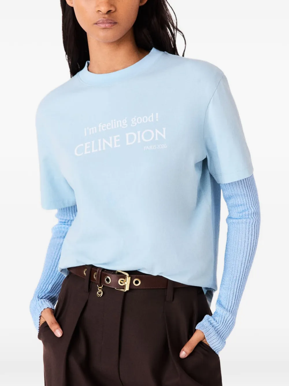 Maje x Céline Dion T-shirt Blauw