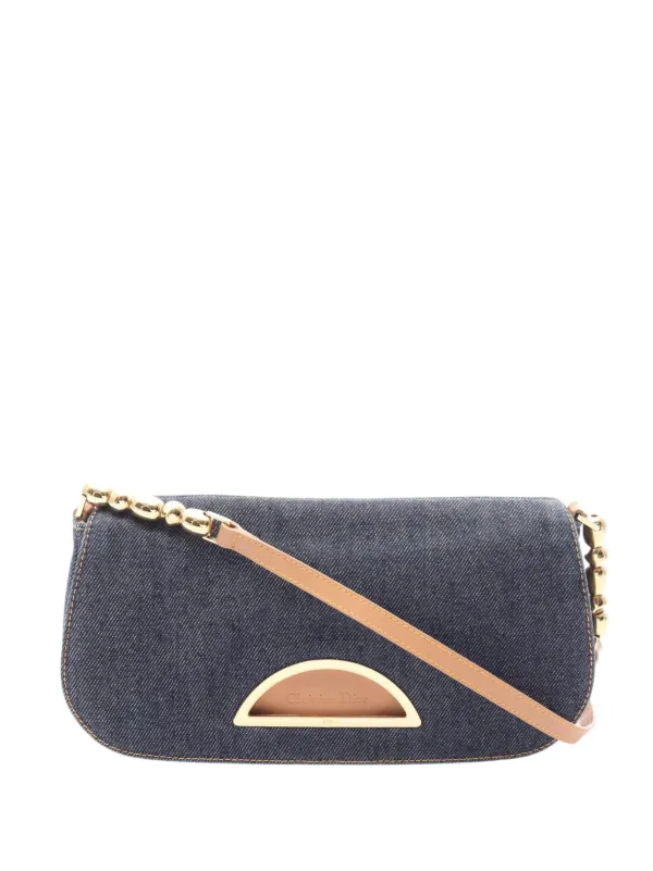 Dior Pre-owned 2000 Denim Malice Flap Shoulder Bag in Blue