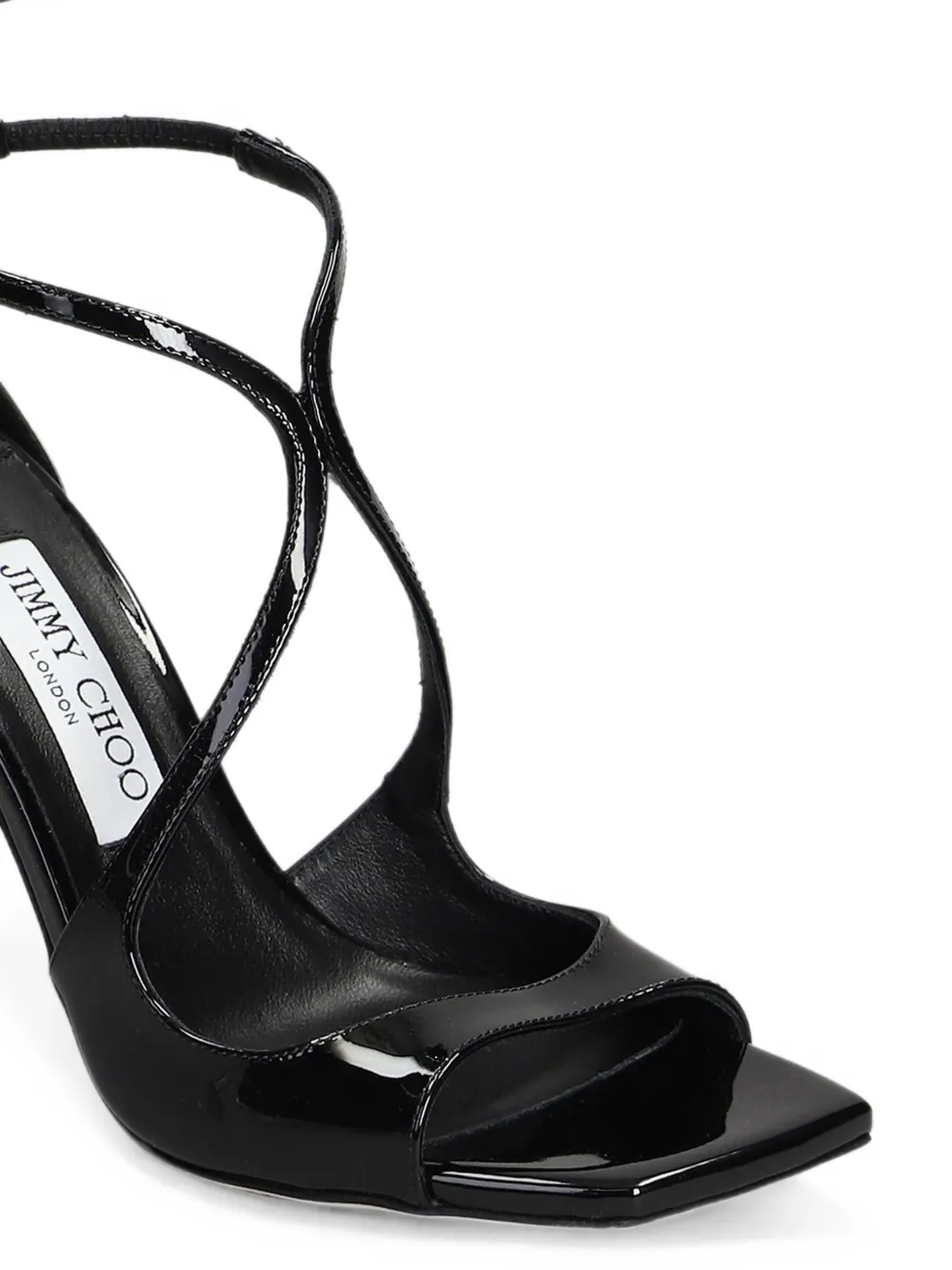 Jimmy Choo Azia 95 patent-calf leather strappy sandals Zwart