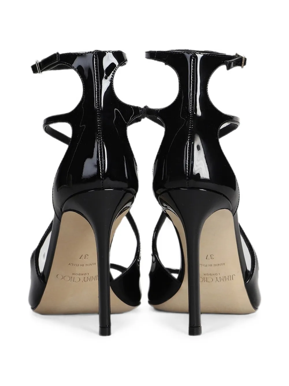 Jimmy Choo Azia 95 patent-calf leather strappy sandals Zwart