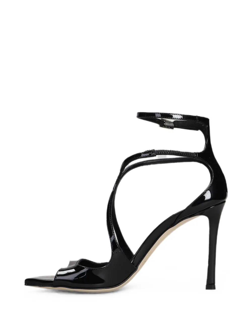Jimmy Choo Azia 95 patent-calf leather strappy sandals Zwart