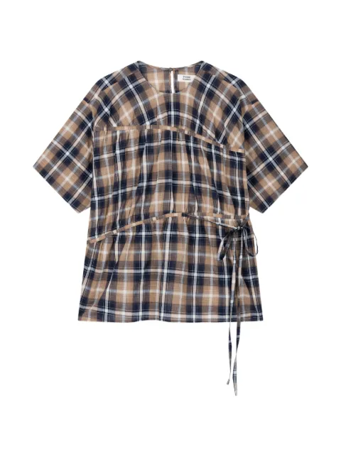 TOMBOY shirred checkered blouse