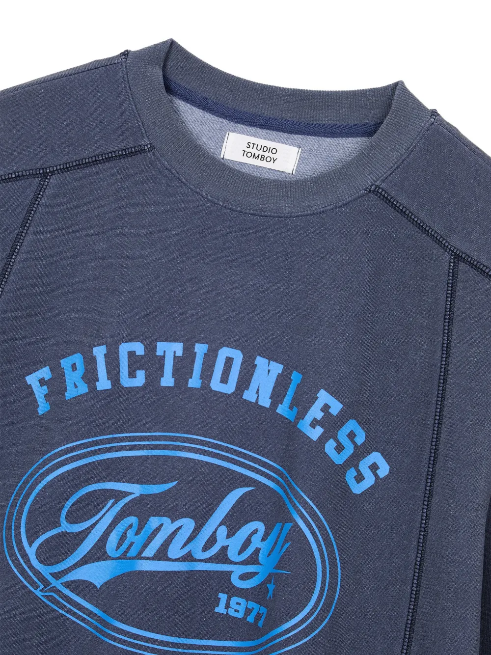 TOMBOY Trui met logoprint en stikseldetail Blauw