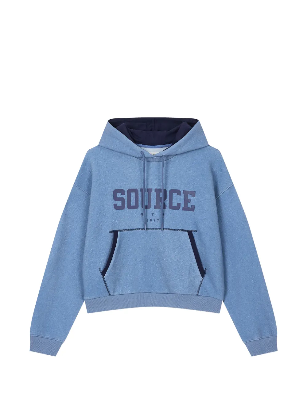 TOMBOY cropped logo-print hoodie - Blau