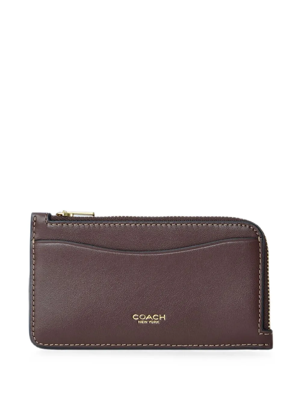 Coach logo-detail zip-around card holder - Braun