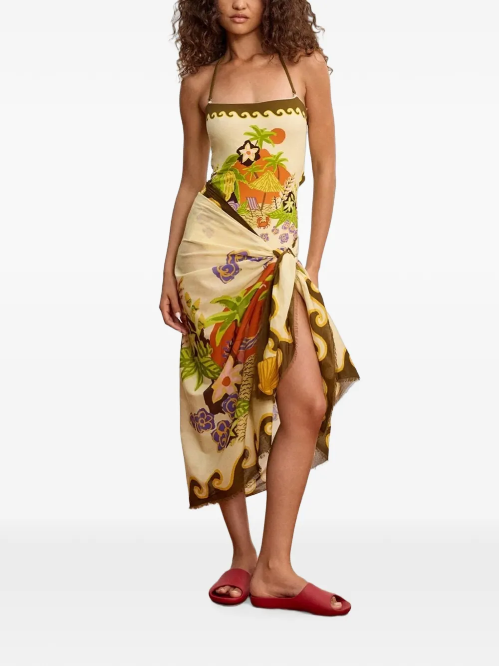 ALEMAIS Island Cove printed pareo Beige