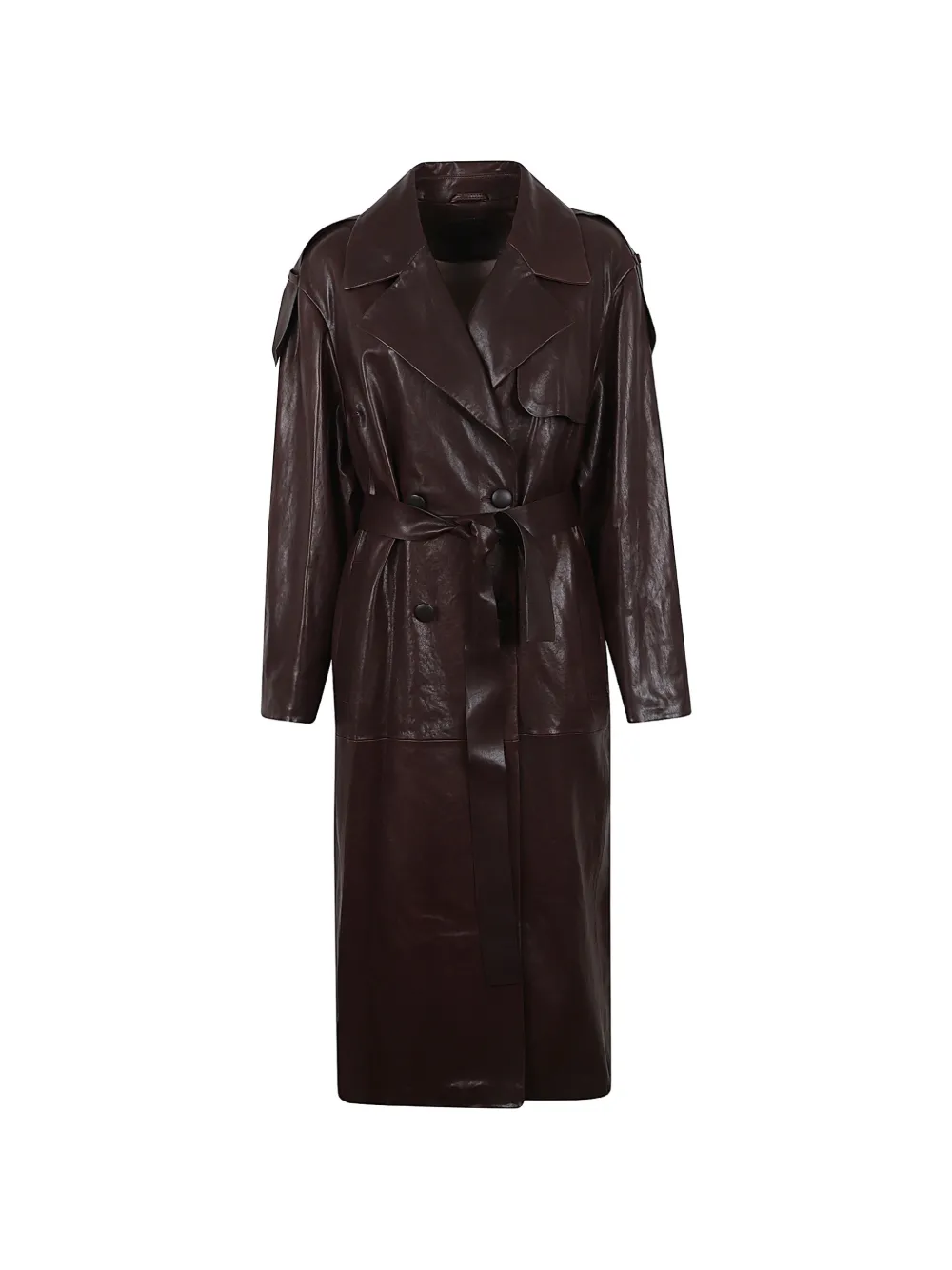 Desa 1972 Belted Double-breasted Coat In Brown