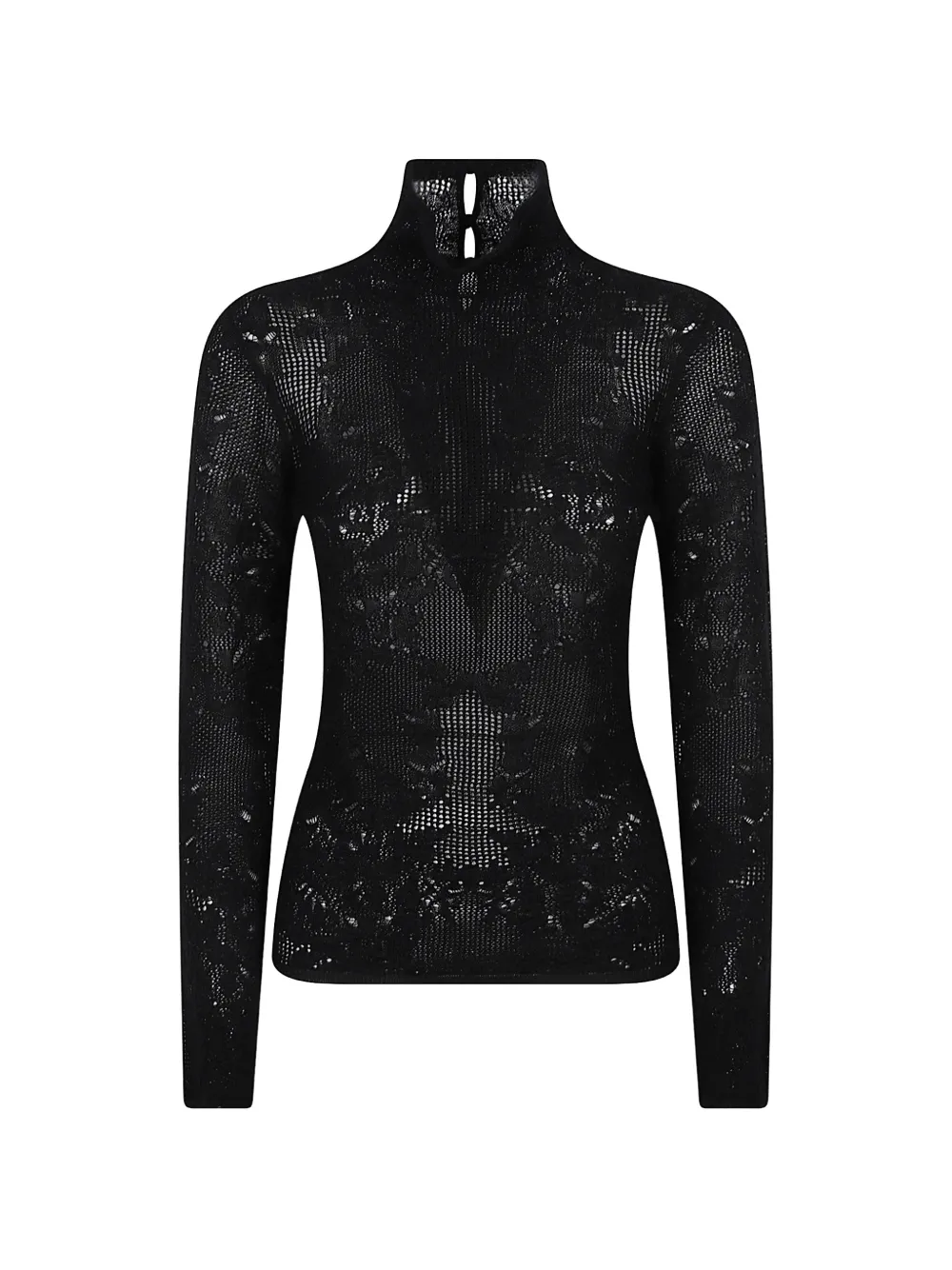 Gabriela Hearst Waite lace-knit high-neck top Zwart