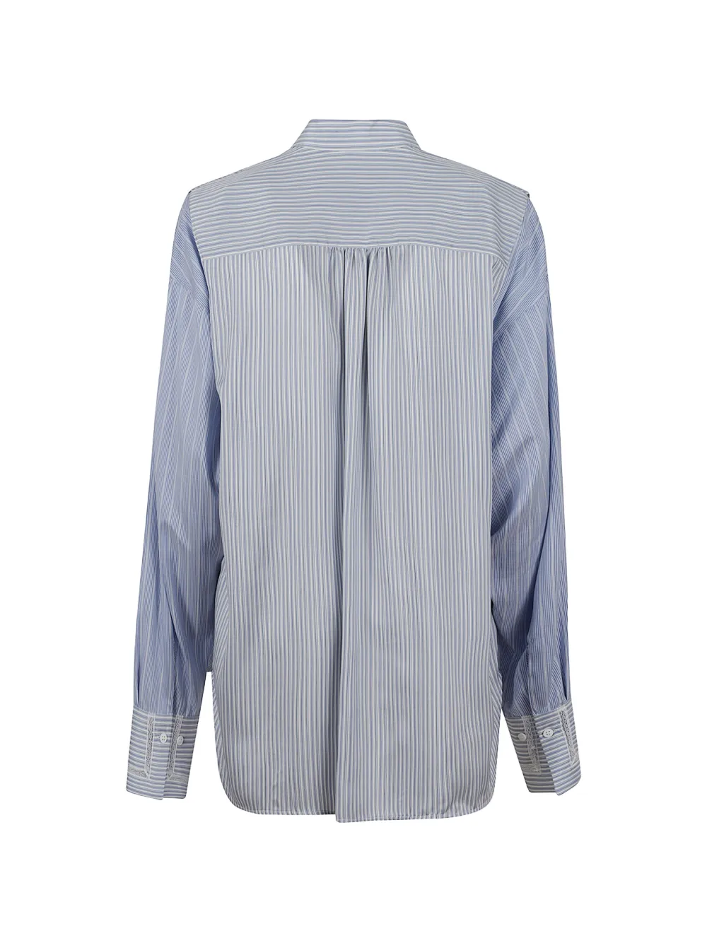 Ermanno Scervino striped lace-trim shirt Blauw
