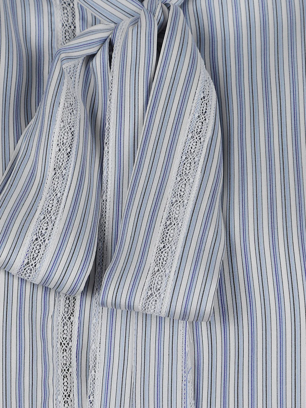 Ermanno Scervino striped lace-trim shirt Blauw