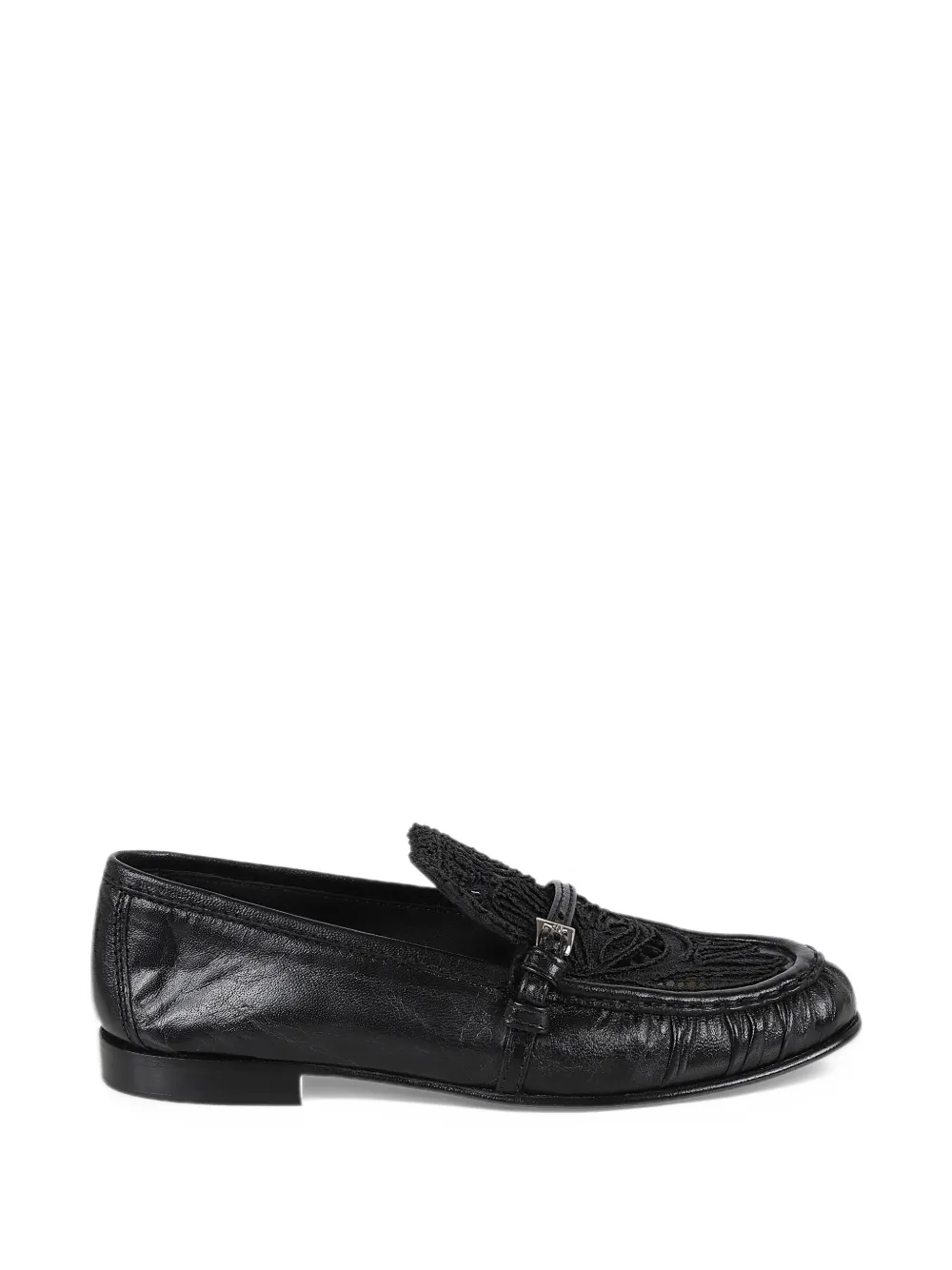 Ermanno Scervino lace-panelled buckle-strap loafers - Black