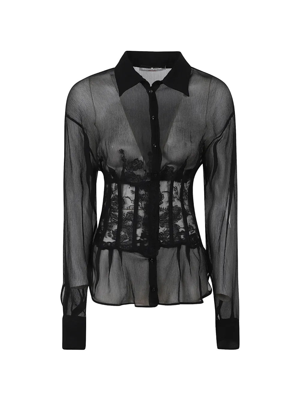 Ermanno Scervino lace-panelled silk shirt - Schwarz